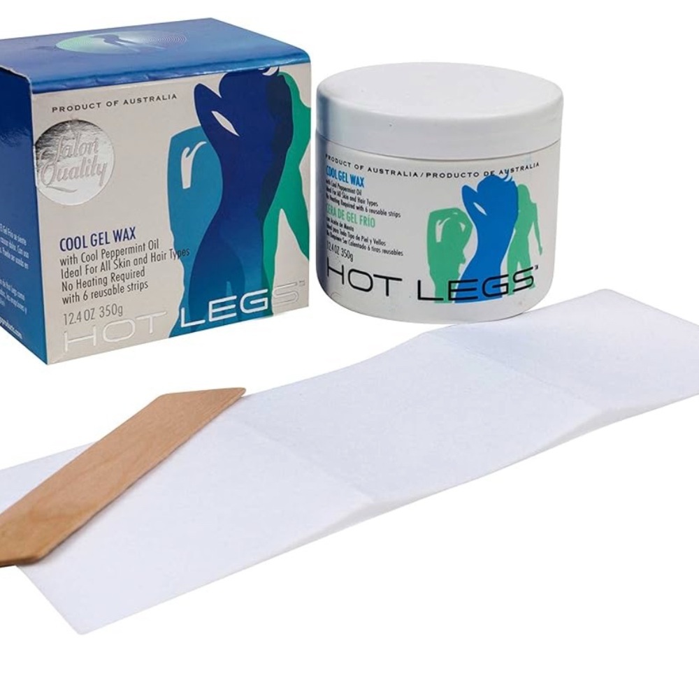 HOT LEGS Salon Quality Cool Sugar Wax Gel 12.4 Oz w/Applicator + Removal Strips